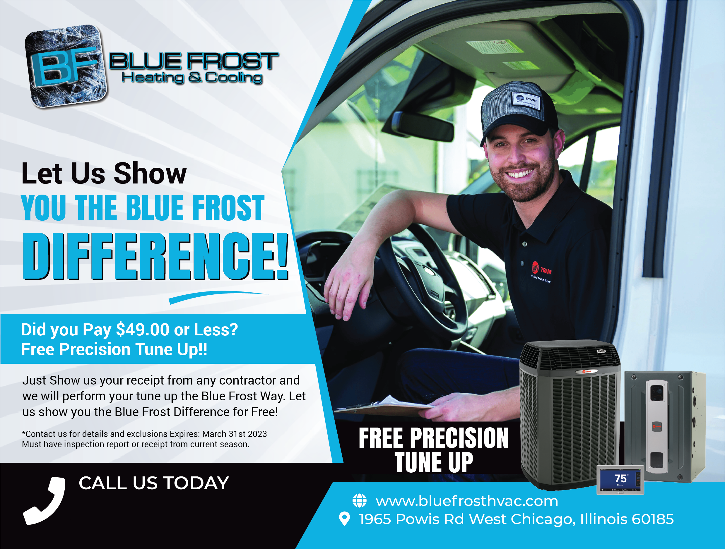 A promotion for free precision tune ups with the Blue Frost Difference