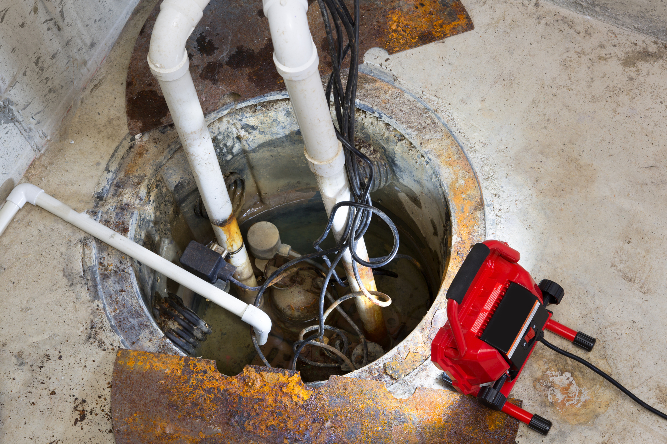 Sump pump in the basement of a West Chicago home