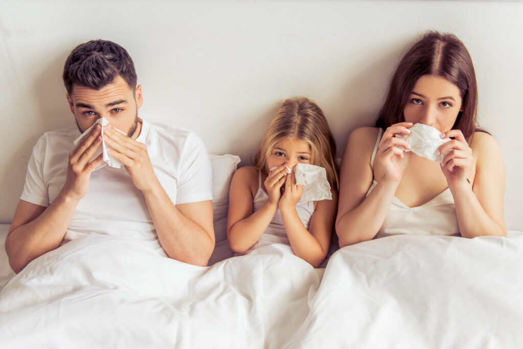 Family with allergy symptoms