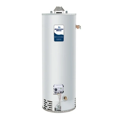 White cylindrical water heater unit